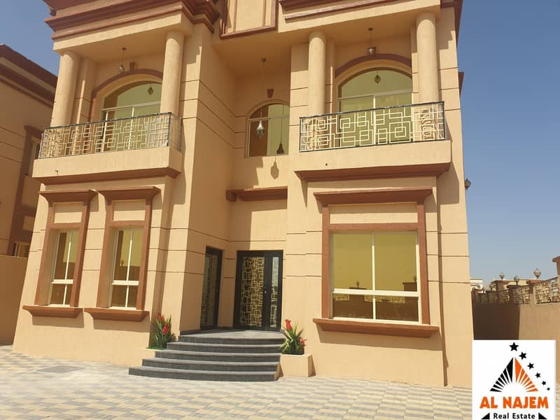 Selling a new villa opposite Camel Racecourse and the main street in Ajman, with the possibility of bank or cash financing