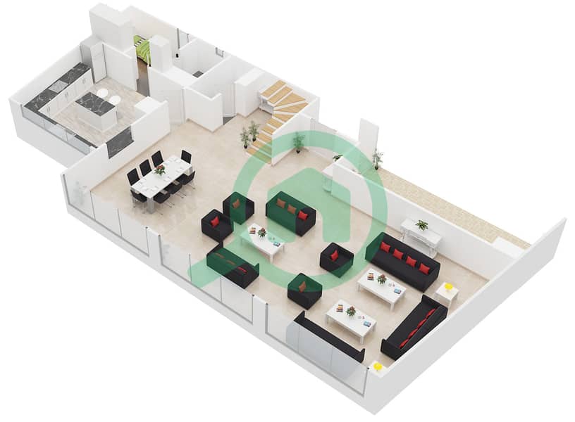 المخططات الطابقية لتصميم النموذج 2C فیلا 4 غرف نوم - بالما ريزيدنسز interactive3D