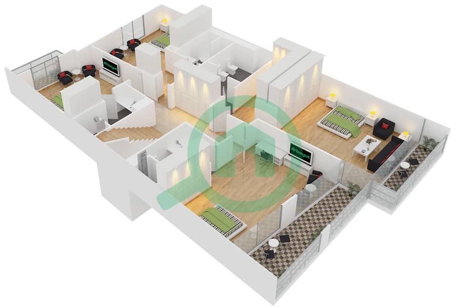 Палма Резиденсес - Вилла 5 Cпальни планировка Тип 2B interactive3D