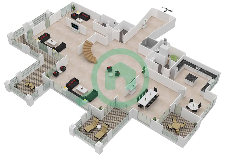 滨海公馆2号大楼 - 5 卧室顶楼公寓类型H戶型图 interactive3D