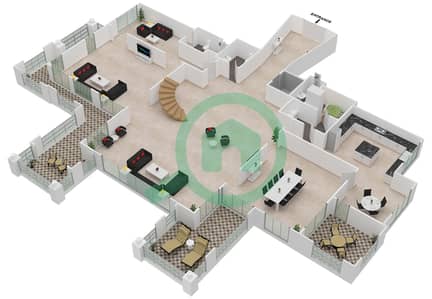 المخططات الطابقية لتصميم النموذج H بنتهاوس 5 غرف نوم - مساكن مارينا 2