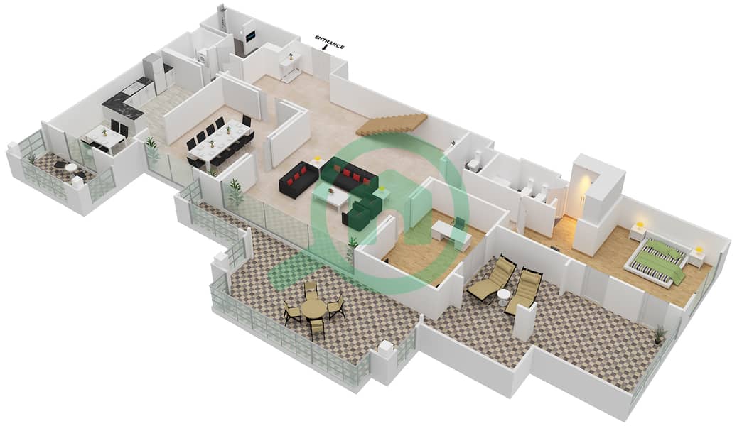 المخططات الطابقية لتصميم النموذج F بنتهاوس 4 غرف نوم - مساكن مارينا 2 interactive3D