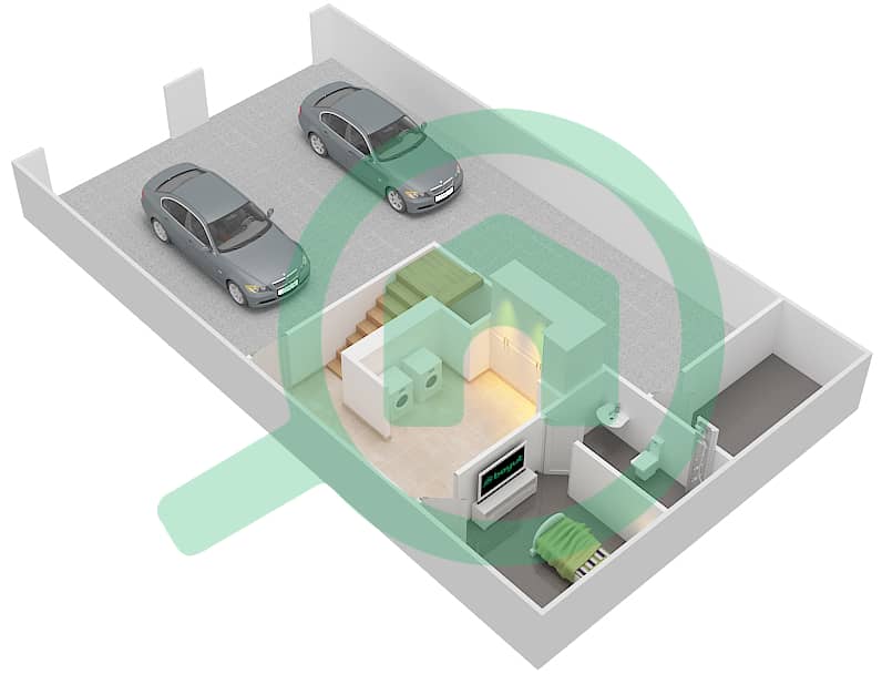 费尔蒙棕榈公寓北区 - 3 卧室联排别墅类型A戶型图 interactive3D