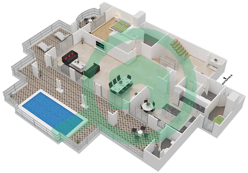 المخططات الطابقية لتصميم النموذج C تاون هاوس 5 غرف نوم - مساكن فيرمونت النخلة شمال interactive3D