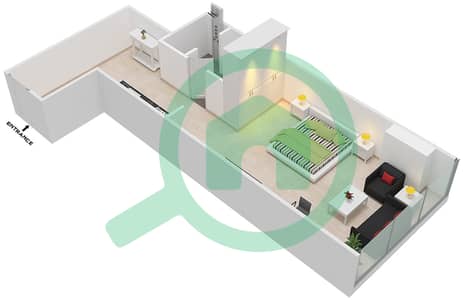 المخططات الطابقية لتصميم الوحدة 1,10 شقة استوديو - برج بوبيان