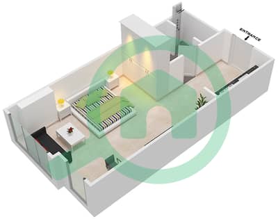 المخططات الطابقية لتصميم الوحدة 7,17 شقة استوديو - برج بوبيان