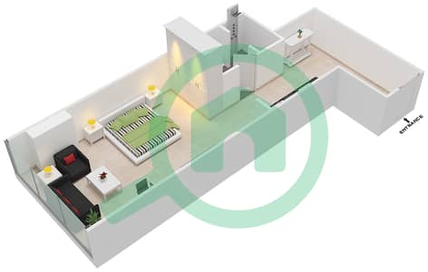 المخططات الطابقية لتصميم الوحدة 9,19 شقة استوديو - برج بوبيان