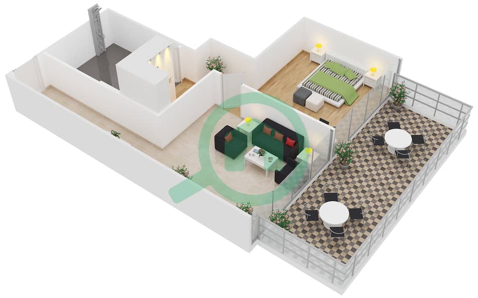 Висерой Сигнатур Резиденс - Апартамент 1 Спальня планировка Тип A HOTEL UNIT interactive3D