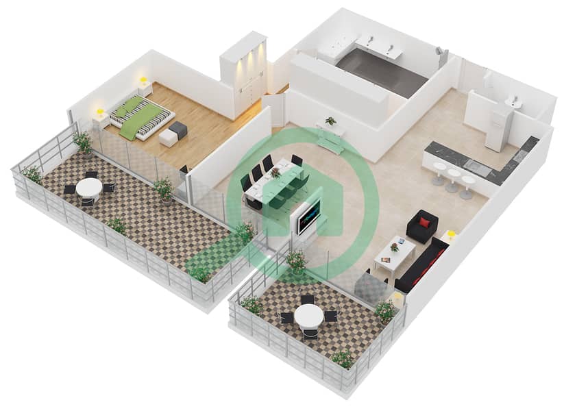 Viceroy Signature Residence - 1 Bedroom Apartment Type D HOTEL UNIT Floor plan interactive3D