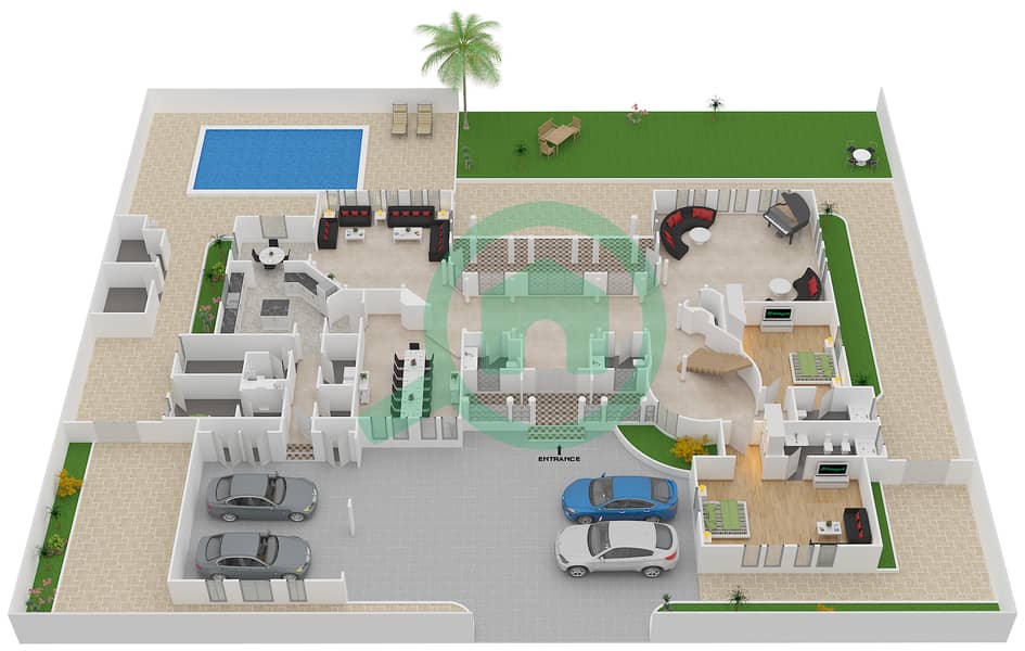 Signature Villas Frond M - 6 Bedroom Villa Type GALLERY VIEWS EUROPEAN Floor plan interactive3D