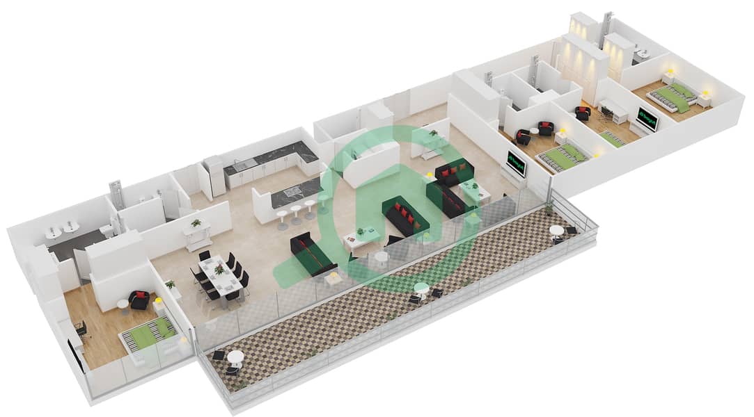 Th8 - 4 Bedroom Penthouse Type HPH Floor plan interactive3D