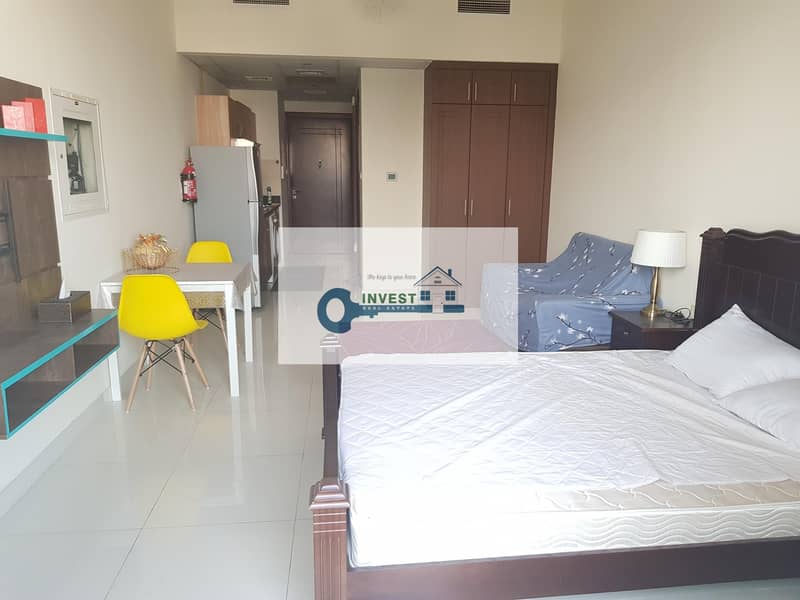 HUGE FULLY FURNISHED STUDIO : READY TO MOVE : 22K IN 4 CHEQ....