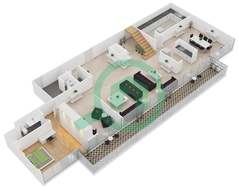Th8 - 4 Bedroom Penthouse Type PH-C Floor plan interactive3D
