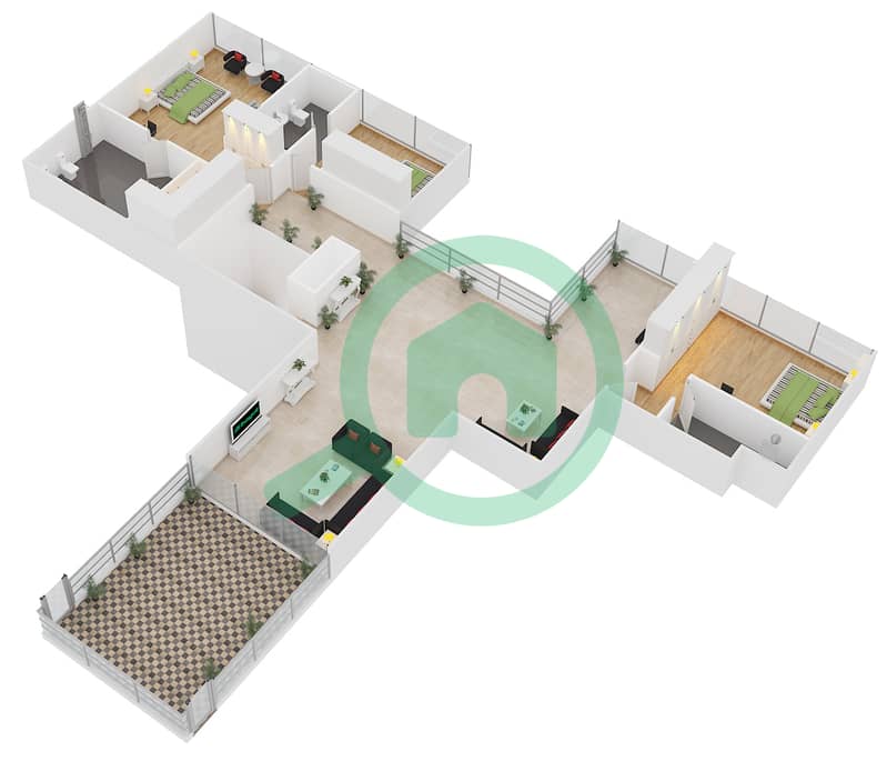 Th8 - 4 Bedroom Penthouse Type PH-C Floor plan interactive3D