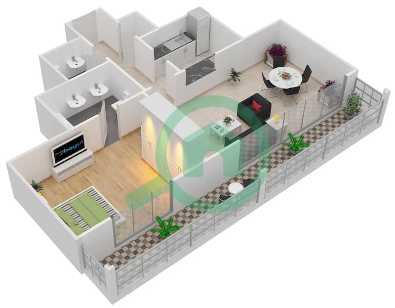 المخططات الطابقية لتصميم النموذج DUPLEX تاون هاوس 4 غرف نوم - برج بونينغتون interactive3D