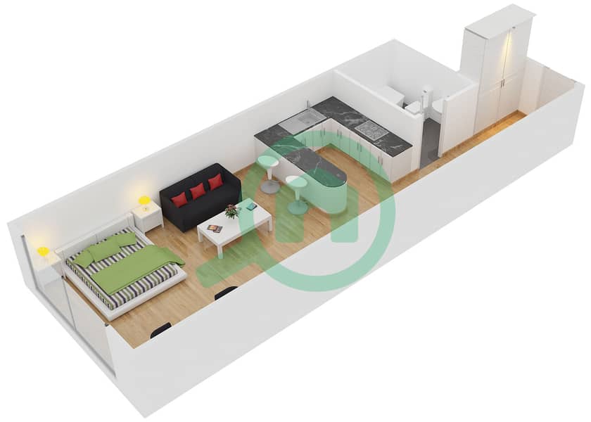 阿玛达大厦3号 - 单身公寓类型S戶型图 interactive3D