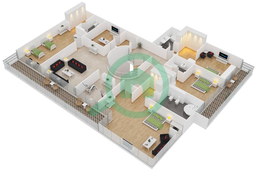 Goldcrest Views 1 - 5 Bedroom Penthouse Type 1 Floor plan interactive3D