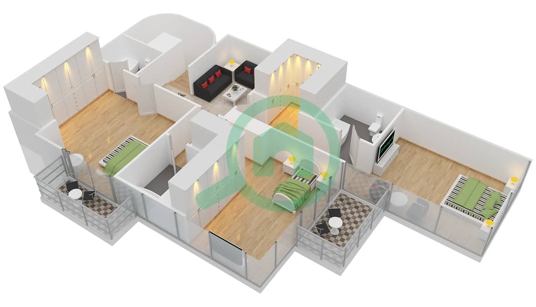 Goldcrest Views 2 - 4 Bedroom Apartment Type 4 Floor plan interactive3D