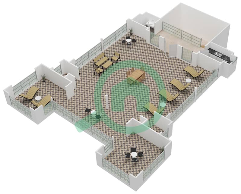 滨海公馆1号大楼 - 5 卧室顶楼公寓类型H戶型图 interactive3D
