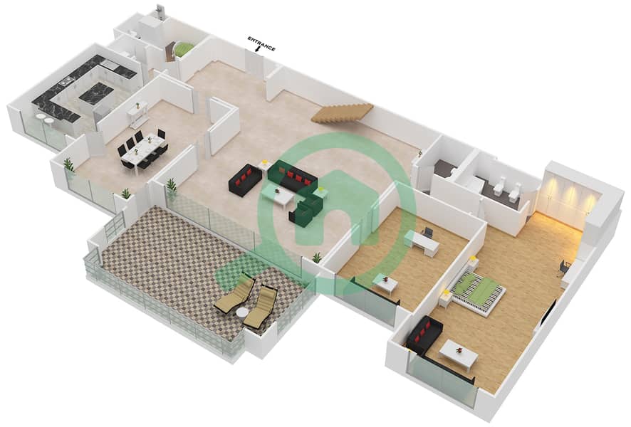 Марина Резиденсес 3 - Пентхаус 4 Cпальни планировка Тип G interactive3D