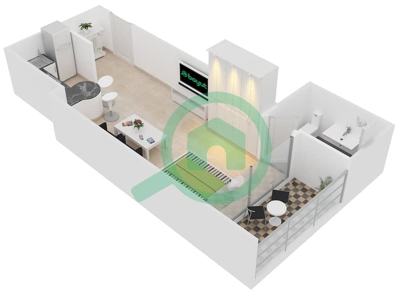 Global Lake View - Studio Apartment Type S Floor plan interactive3D