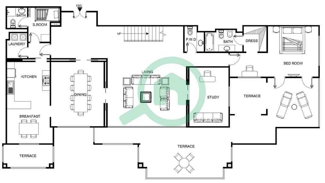 Марина Резиденсес 6 - Пентхаус 4 Cпальни планировка Тип F interactive3D