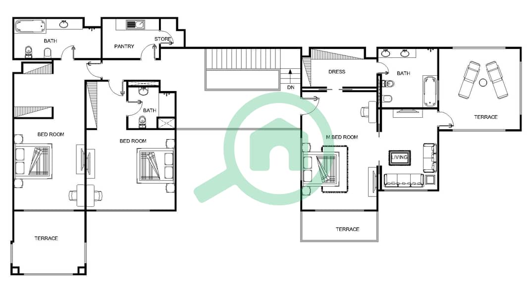 المخططات الطابقية لتصميم النموذج F بنتهاوس 4 غرف نوم - مساكن مارينا 6 interactive3D