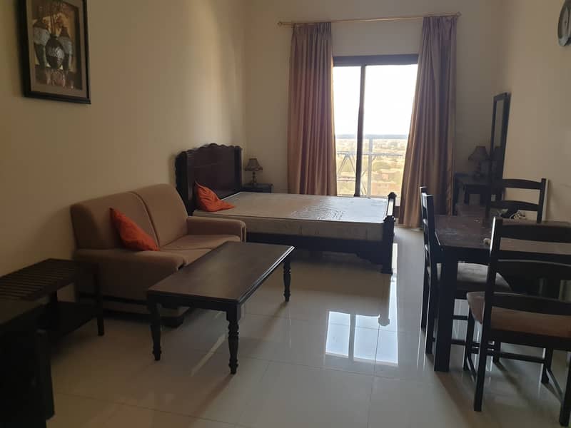 FULLY FURNISHED STUDIO -UP TO 12 CHEQS WITH BALCONY-PARKING