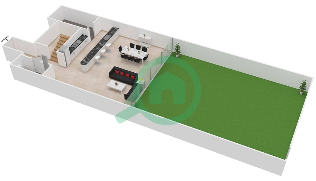 المخططات الطابقية لتصميم النموذج DUPLEX SUITE شقة 2 غرفة نوم - فايسروي سجنتشر ريزيدنس interactive3D