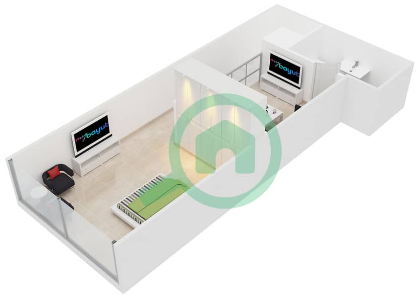 المخططات الطابقية لتصميم النموذج 1 DUPLEX شقة 1 غرفة نوم - خور الجميرا X1 interactive3D
