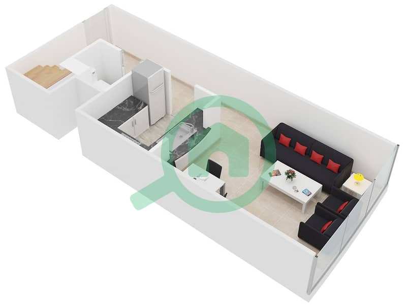 Jumeirah Bay X1 - 1 Bedroom Apartment Type 4 Floor plan interactive3D