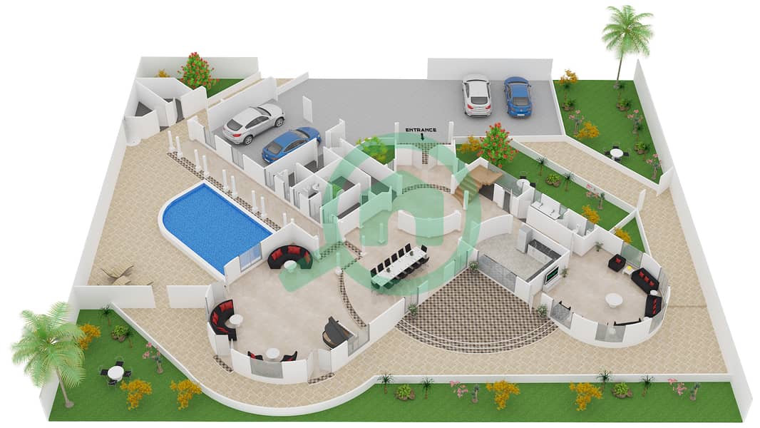Signature Villas Frond C - 5 Bedroom Villa Type RIVIERA PLAN ONE STYLE Floor plan interactive3D