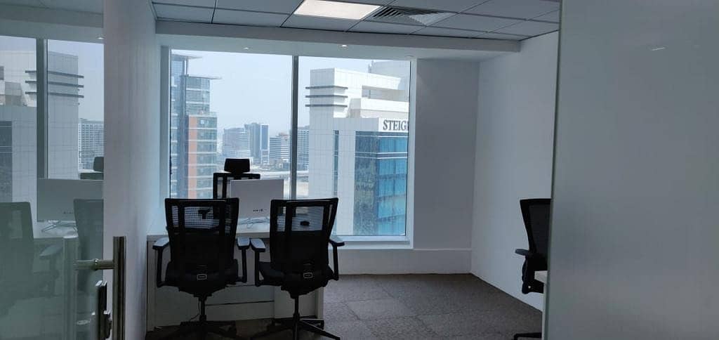 FULLY furnished birght office at prime location with low cost