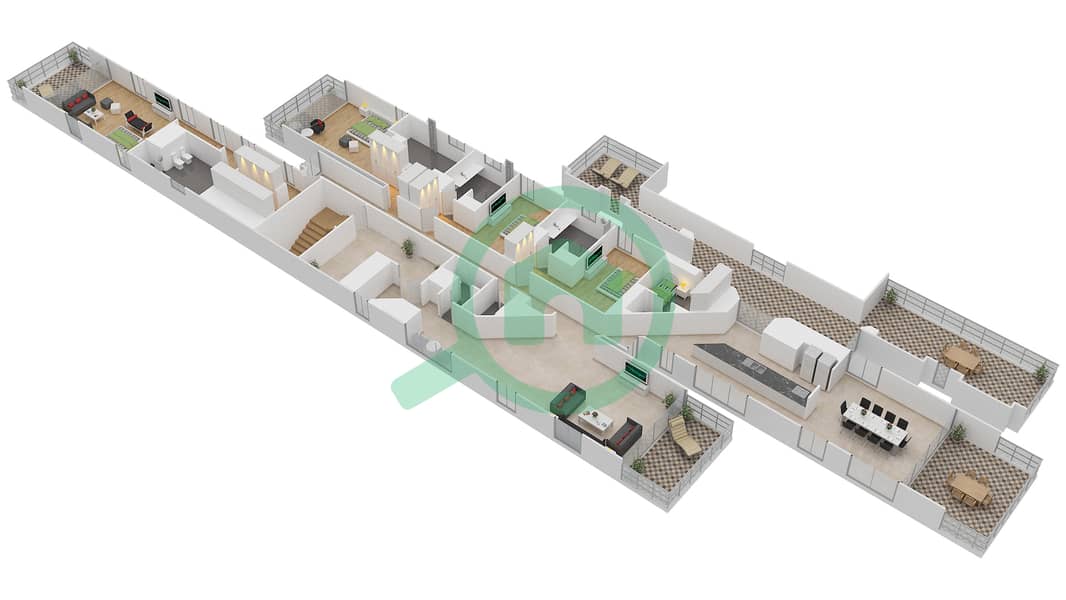 Мураба Резиденс - Пентхаус 4 Cпальни планировка Тип 902 SOUTH interactive3D