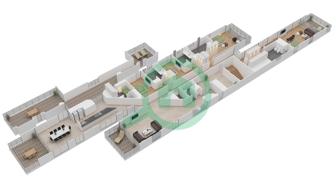 المخططات الطابقية لتصميم النموذج 901 NORTH بنتهاوس 4 غرف نوم - مربعة ريزيدنس interactive3D