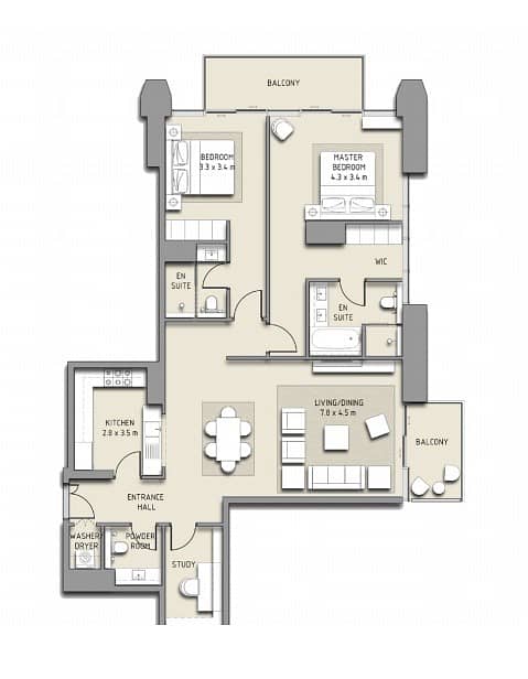 14 Two Bedrooms + Study | Mid Floor | Resale