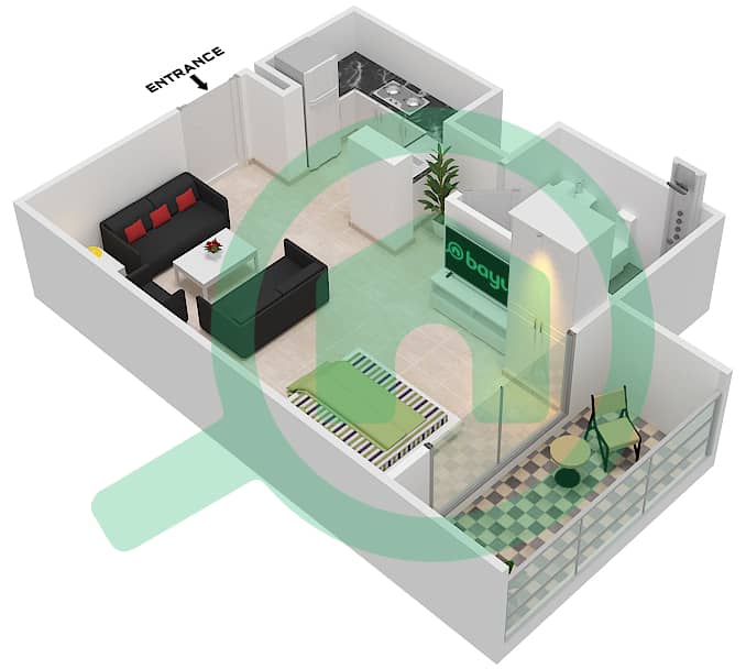 Генезис от Мераки - Апартамент Студия планировка Единица измерения 8 FLOOR 1-8 Floor 1-8 image3D