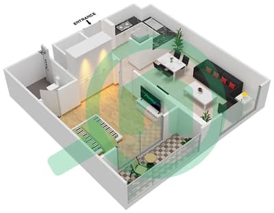 المخططات الطابقية لتصميم الوحدة 11 FLOOR 1-8 شقة 1 غرفة نوم - جينيسيس من ميراكي