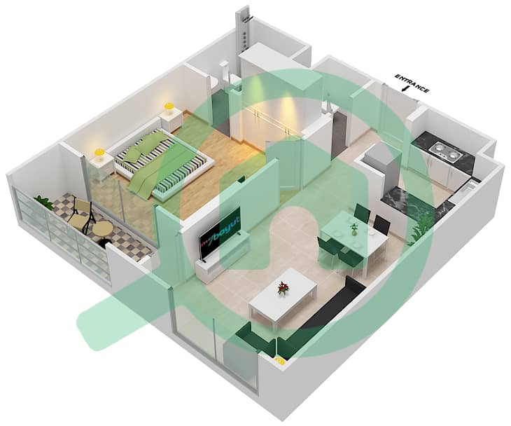 Genesis By Meraki - 1 Bedroom Apartment Unit 17 FLOOR 2-8 Floor plan Floor 2-8 image3D