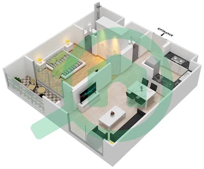 المخططات الطابقية لتصميم الوحدة 19 FLOOR 2-8 شقة 1 غرفة نوم - جينيسيس من ميراكي