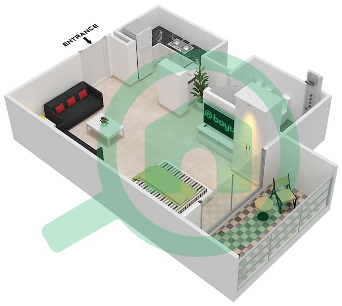 Генезис от Мераки - Апартамент Студия планировка Единица измерения 5 FLOOR 9 Floor 9 image3D