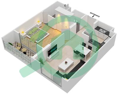 المخططات الطابقية لتصميم الوحدة 9 FLOOR 9 شقة 1 غرفة نوم - جينيسيس من ميراكي