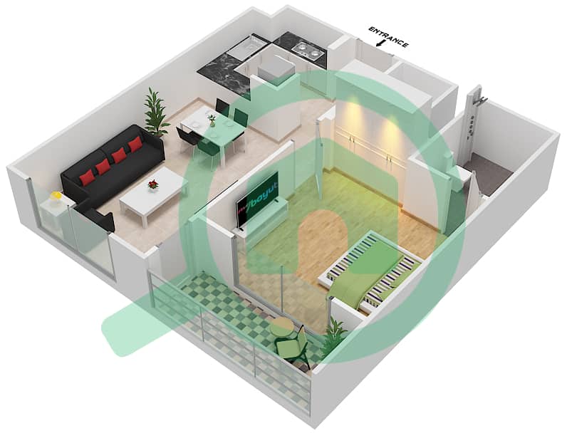 المخططات الطابقية لتصميم الوحدة 10 FLOOR 9 شقة 1 غرفة نوم - جينيسيس من ميراكي Floor 9 image3D