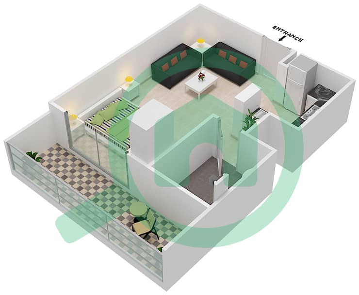 المخططات الطابقية لتصميم الوحدة 5 FLOOR 10 شقة استوديو - جينيسيس من ميراكي Floor 10 image3D