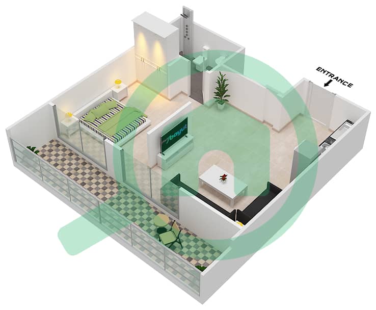 المخططات الطابقية لتصميم الوحدة 6 FLOOR 10 شقة استوديو - جينيسيس من ميراكي Floor 10 image3D
