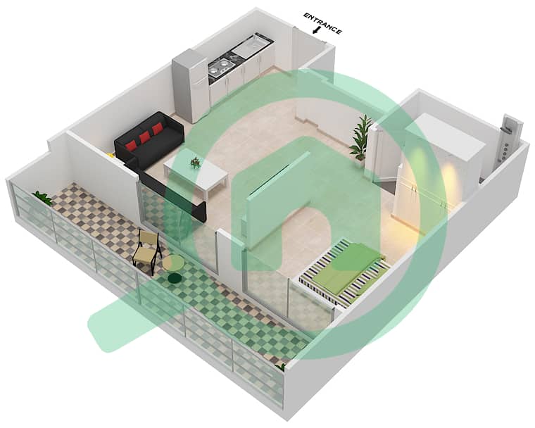 المخططات الطابقية لتصميم الوحدة 7 FLOOR 10 شقة استوديو - جينيسيس من ميراكي Floor 10 image3D