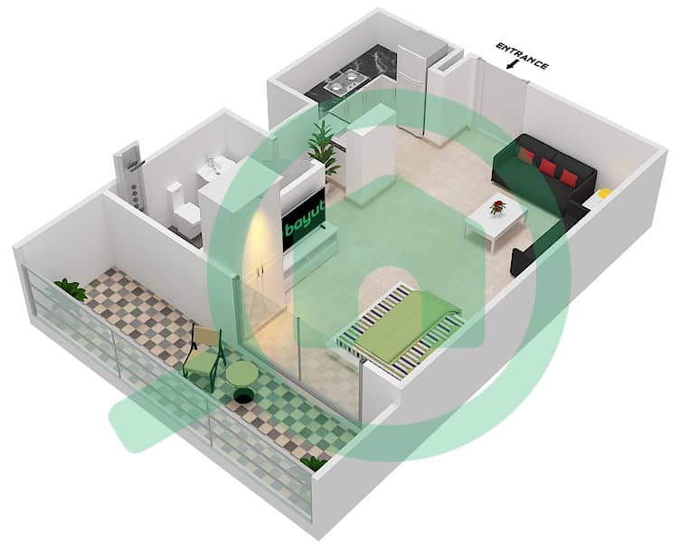المخططات الطابقية لتصميم الوحدة 8 FLOOR 10 شقة استوديو - جينيسيس من ميراكي Floor 10 image3D