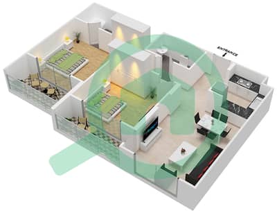 المخططات الطابقية لتصميم الوحدة 9 FLOOR 10 شقة 2 غرفة نوم - جينيسيس من ميراكي