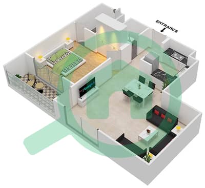 المخططات الطابقية لتصميم الوحدة 11 FLOOR 10 شقة 1 غرفة نوم - جينيسيس من ميراكي
