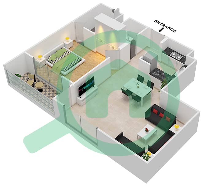 Генезис от Мераки - Апартамент 1 Спальня планировка Единица измерения 11 FLOOR 10 Floor 10 image3D
